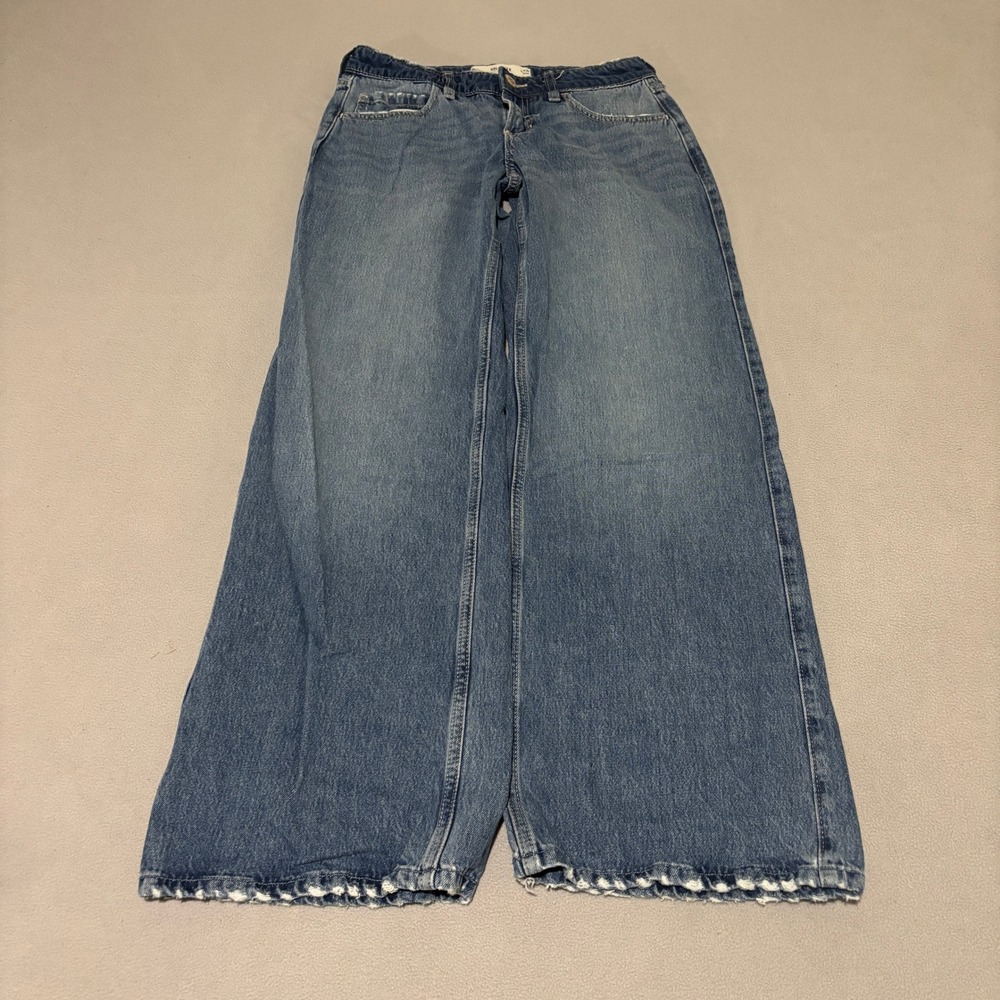 Hollister Womens Low-Rise Baggy Jeans W25 Medium Wash Wide Leg Denim 0R